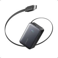 Anker Nano Power Bank, cargador portv°til de 10,000 mAh con cable retrv°ctil de alta potencia y pant