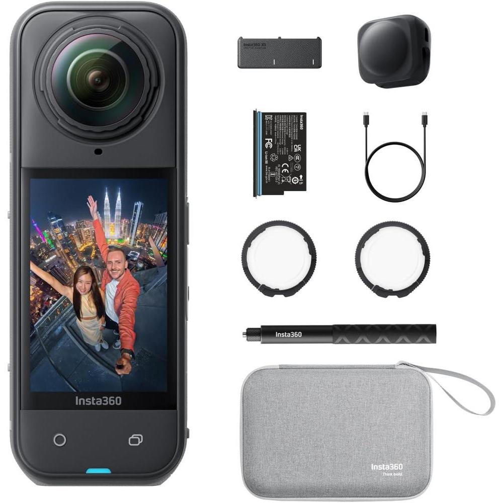 Insta360 X5 Essentials Bundle - Cv°mara 360¬8 8K, impermeable, bajo ruido, estabilizaciv=n, lente re