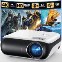 Proyector Mini Bluetooth 1080P Full HD portv°til para exteriores, compatible con smartphone, HDMI, U