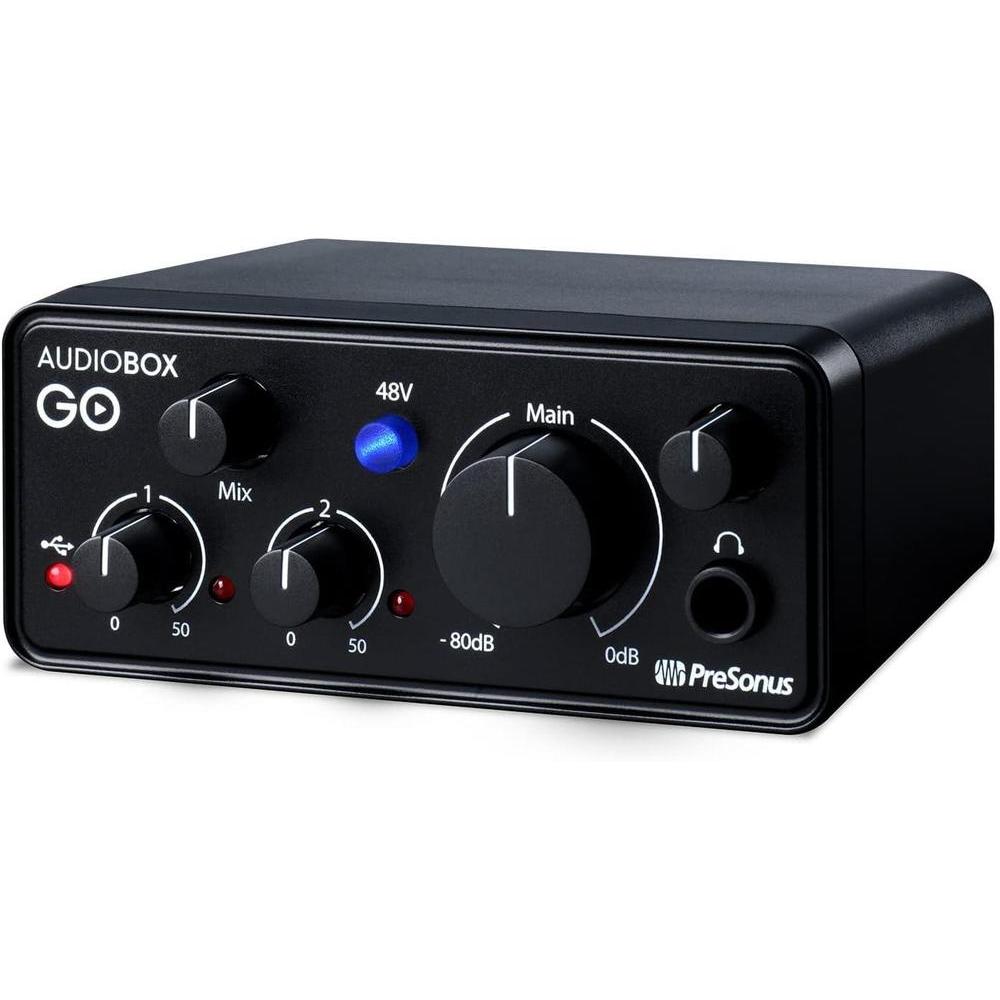 PreSonus AudioBox GO | Interfaz de audio USB-C para producciv=n musical con software DAW y tutoriale