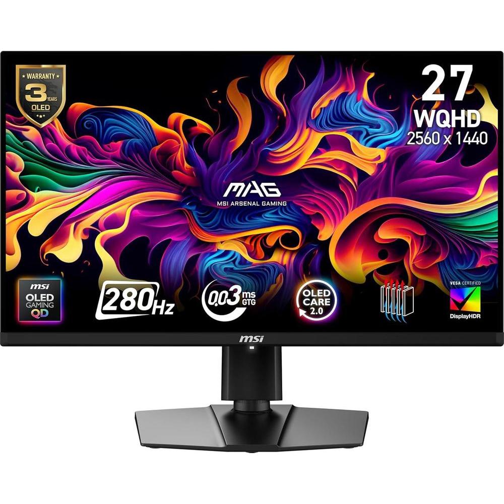MSI MAG 271QP QD-OLED X28 - Monitor de juegos QHD, 280Hz, Adaptive-Sync, HDR Ready, HDMI, VGA, bisel