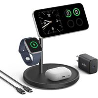 Anker MagGo Estaciv=n de Carga Inalv°mbrica 3 en 1 Compatible con MagSafe para iPhone, Apple Watch y