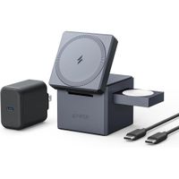 Anker Soporte cargador 3 en 1 con MagSafe para iPhone y Apple Watch, disev±o plegable con carga rv°p