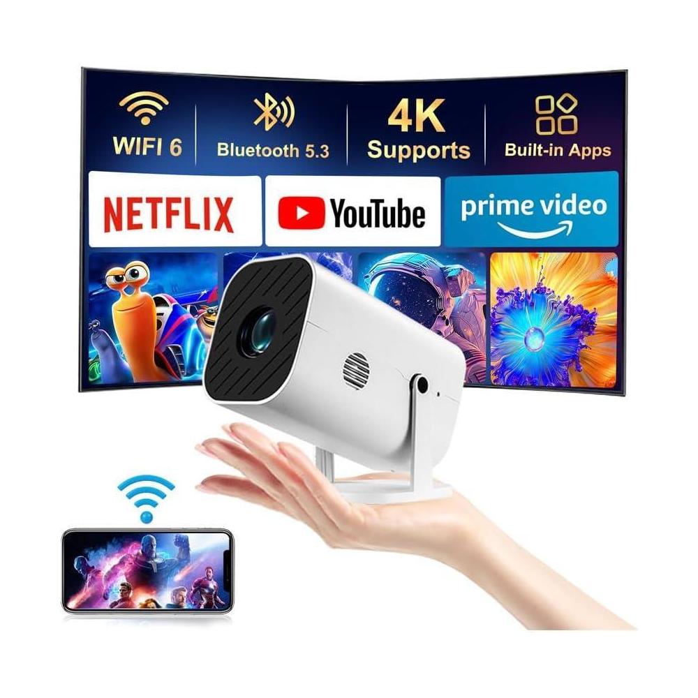 Proyector portv°til con WiFi y Bluetooth, enfoque elv©ctrico y aplicaciones integradas, compatible c