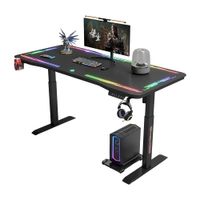 Escritorio Gamer Eléctrico Haven Y09 Pro Vidrio Templado 120 × 60 cm RGB