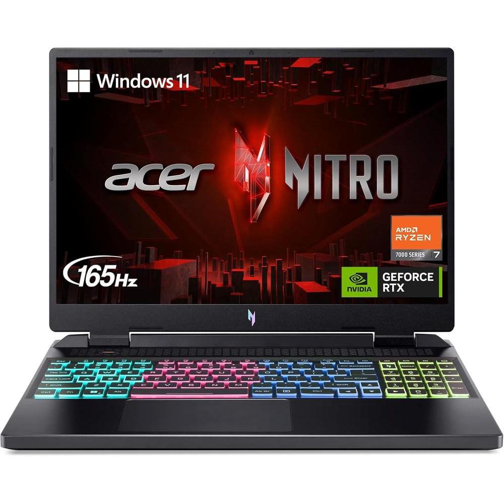 Acer Nitro 16 Laptop Gamer Ryzen 7 7840HS RTX 4060 Pantalla IPS WUXGA 165Hz 16"" 16GB DDR5 1TB SSD Wi