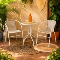 Set de Terraza Orange New Bistro Mesa + 2 Sillas Acero Beige
