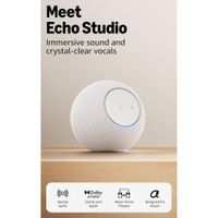 Amazon Echo Studio, v?ltima generaciv=n con audio espacial inmersivo y Dolby Atmos, color blanco gla