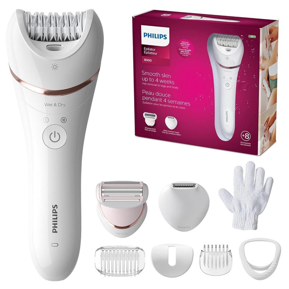 Philips Depiladora Serie 8000 Hv?medo y Seco con 8 Accesorios Incluidos para una Experiencia de Depi
