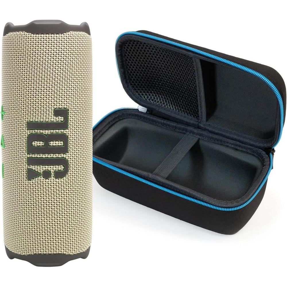JBL Flip 7 con funda dura negra, altavoz Bluetooth portv°til con sonido potente y tecnologv?a AI Sou