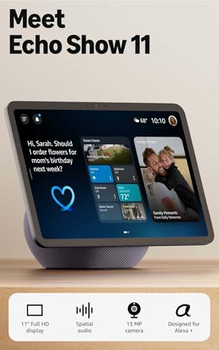 Amazon Echo Show 11 (newest model), Vibrant Full-HD 11"" display with more viewing area and spatial a