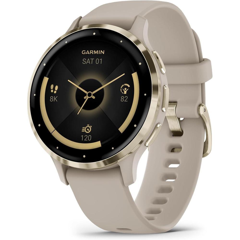 Garmin Venu 3S Smartwatch Dorado Suave Con Bisel De Acero Inoxidable, Pantalla Tv°ctil AMOLED, Corre