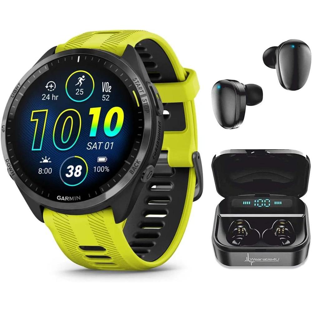 Garmin Forerunner 965 Smartwatch Premium, 1,4 Pulgadas, AMOLED, 32GB, GPS, Gris Carbv=n Y Amarillo
