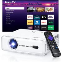Proyector inteligente Aurzen Roku TV con WiFi y Bluetooth, experiencia de streaming Roku, 1080P FHD,