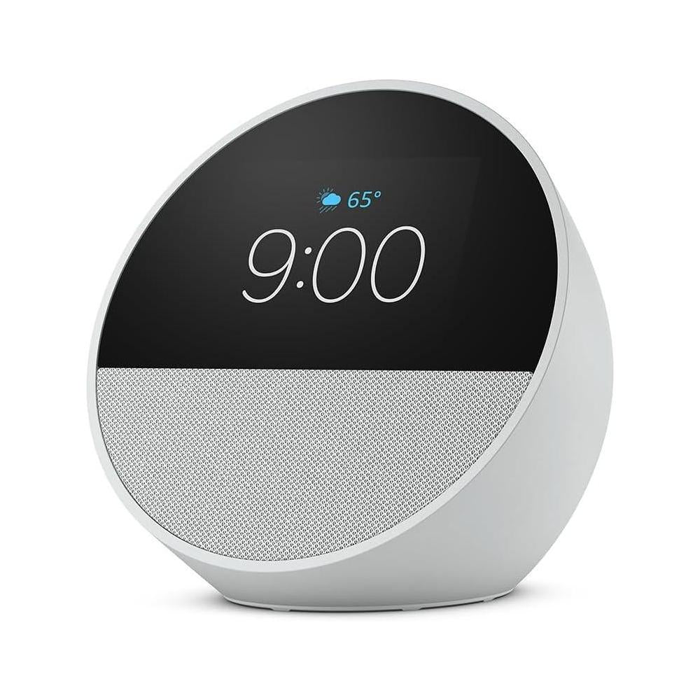 Nuevo Amazon Echo Spot 2024, despertador inteligente con sonido vibrante Blanco Glaciar con Alexa in