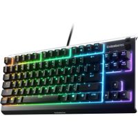 SteelSeries Apex 3 TKL RGB, teclado para juegos; compacto, iluminaciv=n RGB, resistente al agua y po
