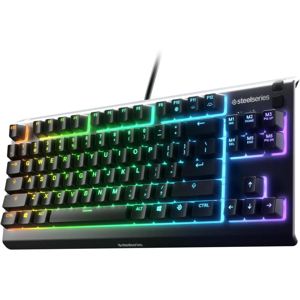 SteelSeries Apex 3 TKL RGB, teclado para juegos; compacto, iluminaciv=n RGB, resistente al agua y po