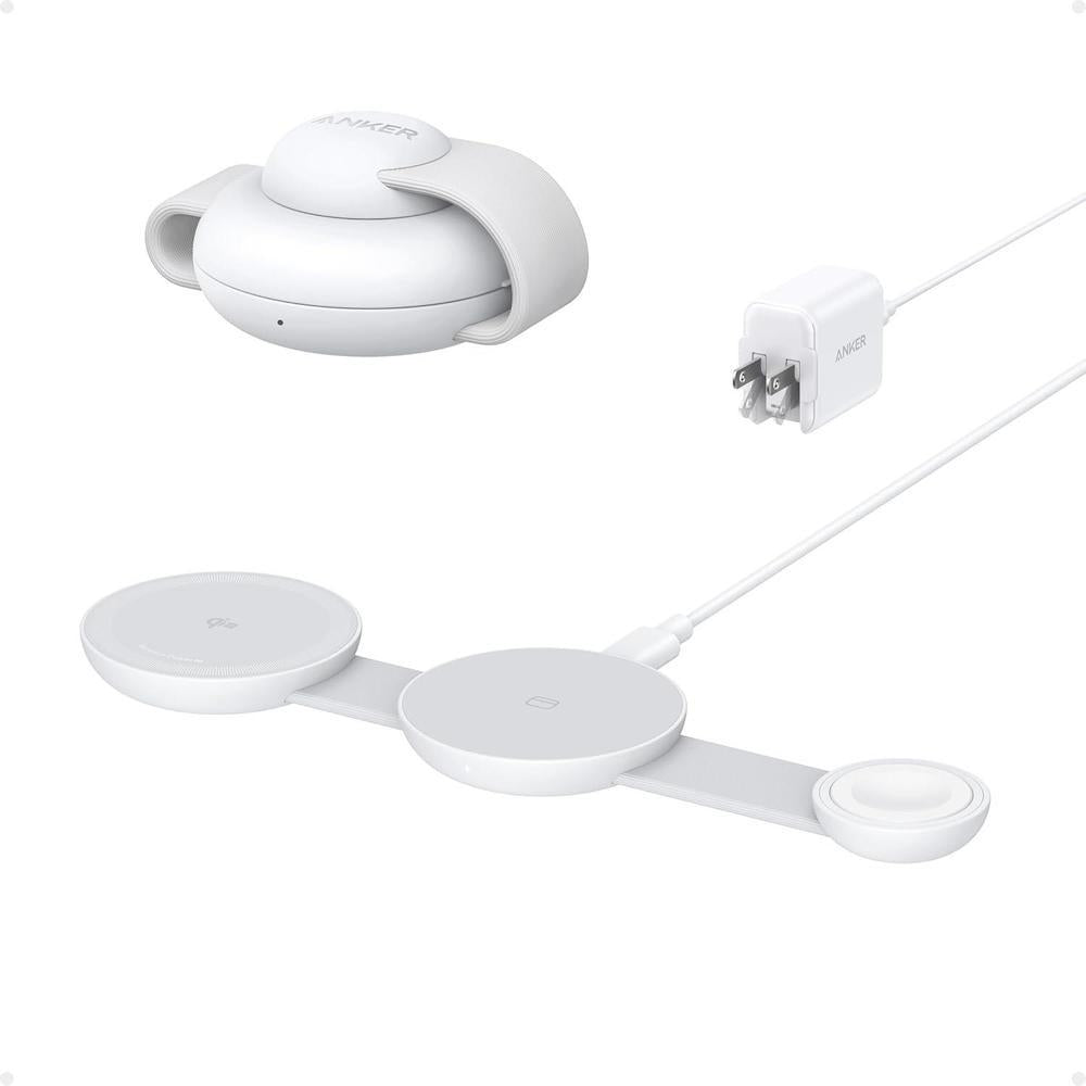 Anker MagSafe Cargador MagGo UFO 3 en 1 para iPhone, AirPods y Apple Watch, certificado Qi2, carga r