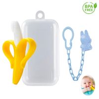 Mordedor Banana Amarillo Con Cadena Baby Froggie Conejo Azul Para Bebe