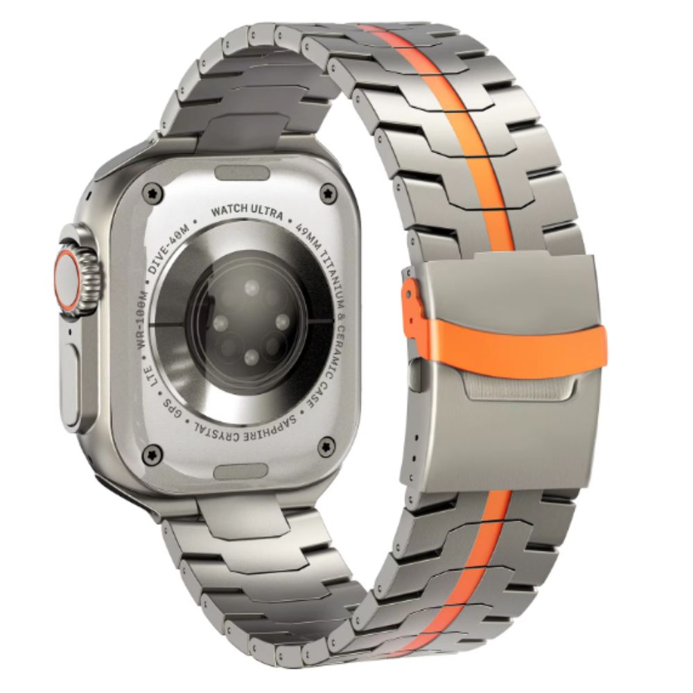 Correa De Titanio Para Apple Watch Ultra y Ultra 2 Iron Man Orange Stripe