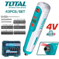 Destornillador inalambrico recargable TOTAL 4V 43 pcs estuche 5N.m