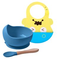 Pack Babero Hipopotamo con Cuenco de silicona Acero con cuchara Baby Froggie para bebe