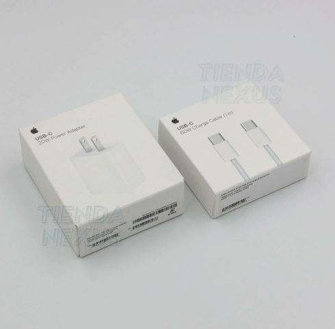 Kit Cargador 20W USB-C + Cable USB-C a USB-C 60W 1M Original para iPhone de Apple