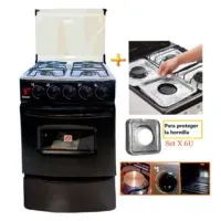 Cocina Fadic y horno sami 4h Negro con tapa de vidrio+ Protector
