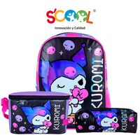 Set Mochila + Lonchera + Cartuchera Kombat Oficio 1 Bolsillo Tela Pvc Kuromi