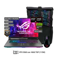 Laptop Gamer ROG Strix G16 AMD R9-8940HX 16GB 512GB RTX5060 8GB Mochila Mouse G614PM-RV221W