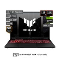 Laptop Gamer ASUS TUF Gaming A16 AMD R7-260 16GB 512GB RTX5060 8GB FA608UM-RV069W