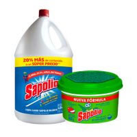 Pack SAPOLIO Lavavajillas Manzana Pote 800g + Lejía Original Galonera 4.8kg