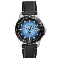 Reloj Fossil Blue FS5960 Fecha Correa de Cuero Negro Dial Celeste