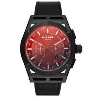 Reloj Diesel Timeframe DZ4544 Fecha Cronómetro Cuero Negro Cristal Iridiscente