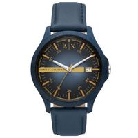 Reloj Armani Exchange Hampton AX2442 Fecha Acero Inoxidable Correa de Cuero Azui