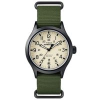 Reloj Timex Expedition Scout TW4B15500 Luz Indiglo Fecha Correa de Nylon Verde Dial Crema
