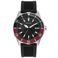 Reloj Bulova 98B348 Fecha Acero Inoxidable Correa de Silicona Negro