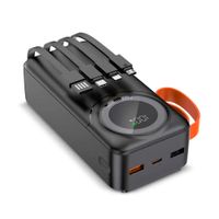 Powerbank Cargador 50 000 mAh Carga Rápida 65w 4 Cables Integrados Negro