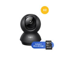 Kit de 2 Cámara de seguridad Tapo C201 Full HD + Micro SD 64GB Interior Vision Nocturna 360°