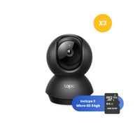 Kit de 3 Cámara de Seguridad Tapo C211 2K + Micro SD 64GB Interior Wi-Fi 360º - Tplink