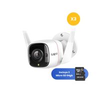 Kit de 3 Cámara de seguridad para exteriores Tapo C310 2K 3MP + Micro SD 64GB Lente Fijo Exterior -