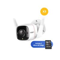 Kit de 3 Cámara de seguridad para exteriores Tapo C310 2K 3MP + Micro SD 128GB Lente Fijo Exterior -