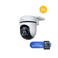 Kit de 3 Cámara de seguridad Tapo C510W 2K + Micro SD 128GB Wifi Exterior 360° - Tp-Link
