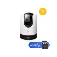 Kit de 2 Cámara de seguridad Tapo C225 2K QHD + Micro SD 64GB Wi-Fi con giro Detección IA - Tp-Link