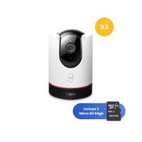 Kit de 3 Cámara de seguridad Tapo C225 2K QHD + Micro SD 64GB Wi-Fi con giro Detección IA - Tp-Link