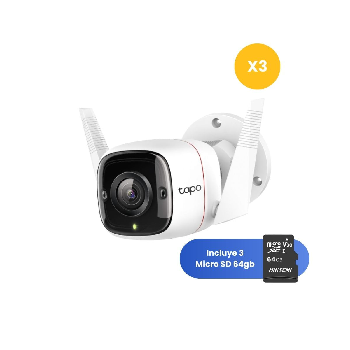 Kit de 3 Cámara de seguridad Tapo C320WS + Micro SD 64GB Wifi Exterior Lente fija - Tp-Link