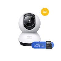 Kit de 3 Cámara de Seguridad Tapo C220 2K 4MP + Micro SD 64GB Wi-Fi 360º interior Detección IA - Tpl