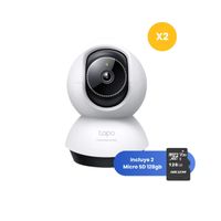 Kit de 2 Cámara de Seguridad Tapo C220 2K 4MP + Micro SD 128GB Wi-Fi 360º interior Detección IA - Tp