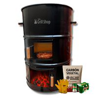 Cilindro Parrillero Grande Grill Shop Guantes Ganchos Carbon