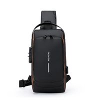 Morral perchera  para hombre bandolera cruzada con seguro - Negro con Marron